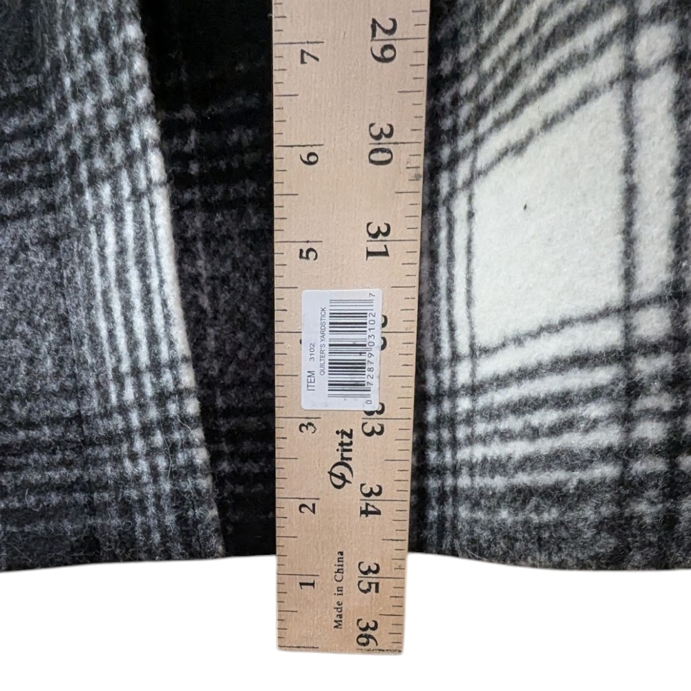 {FLAW} Lane Bryant Black and White Plaid Funnel Neck Pea Car Wool Blend Coat (M) - Picture 11 of 11